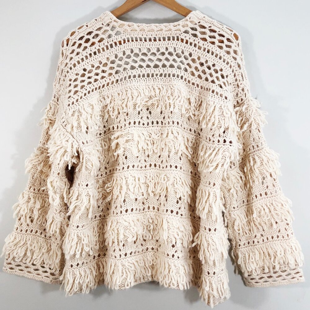 NWOT! SUNDANCE Natural Wonders Boho Crochet Knit Wool/Alpaca Cardigan in Cream - Picture 10 of 14